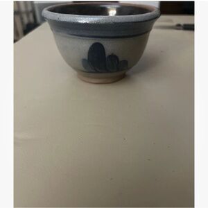 Handcrafted Blue & Cream Ceramic Home Art Bowl 1989 Rowe Pottery